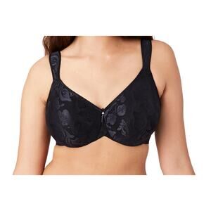 Wacoal bra size 40DD black lacy 85567 seamless underwire cushioned straps